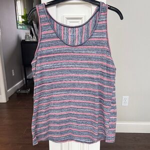 Columbia Red gray and white washed cotton striped tank Large